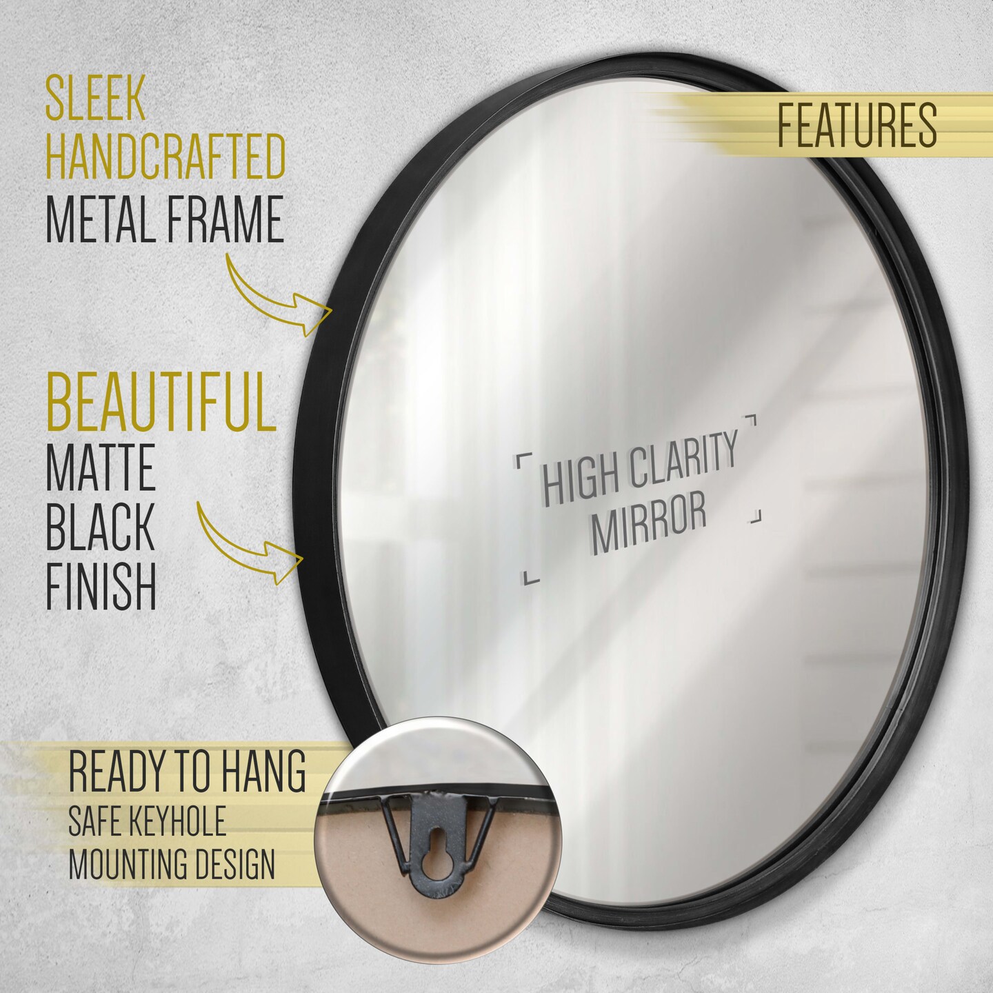 HBCY Creations Wall Mirror for Entryways, Washrooms, Living Rooms and More