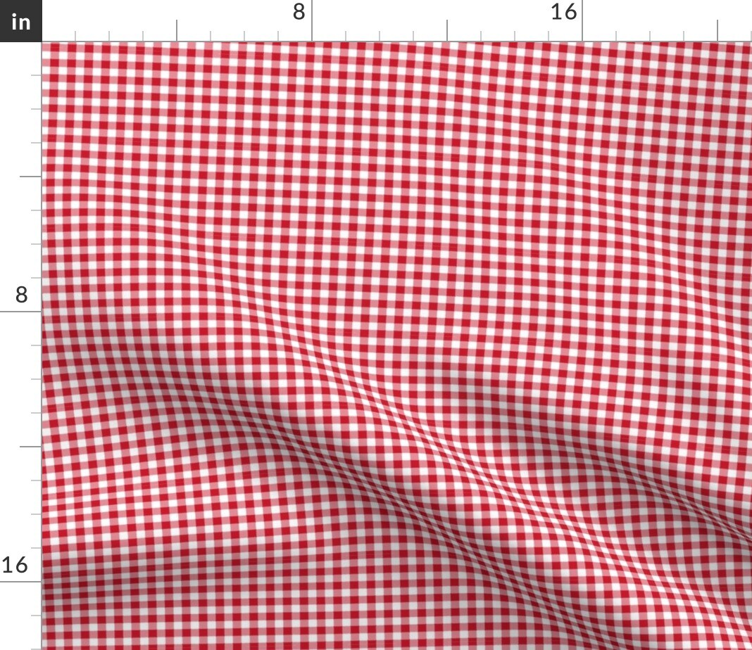 Tiny Red Check Ditsy Scale Summer Picnic Gingham Custom Printed Fabric by Spoonflower Various Fabrics by the Yard or Fat Quarter