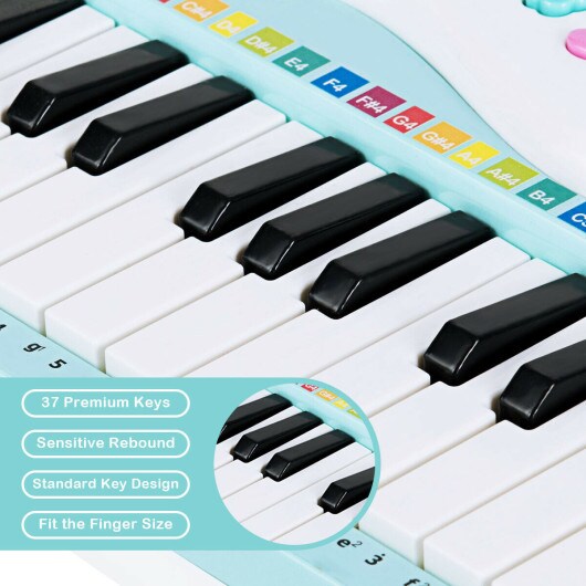 37-Key Electronic Piano with Microphone, Music Score and USB
