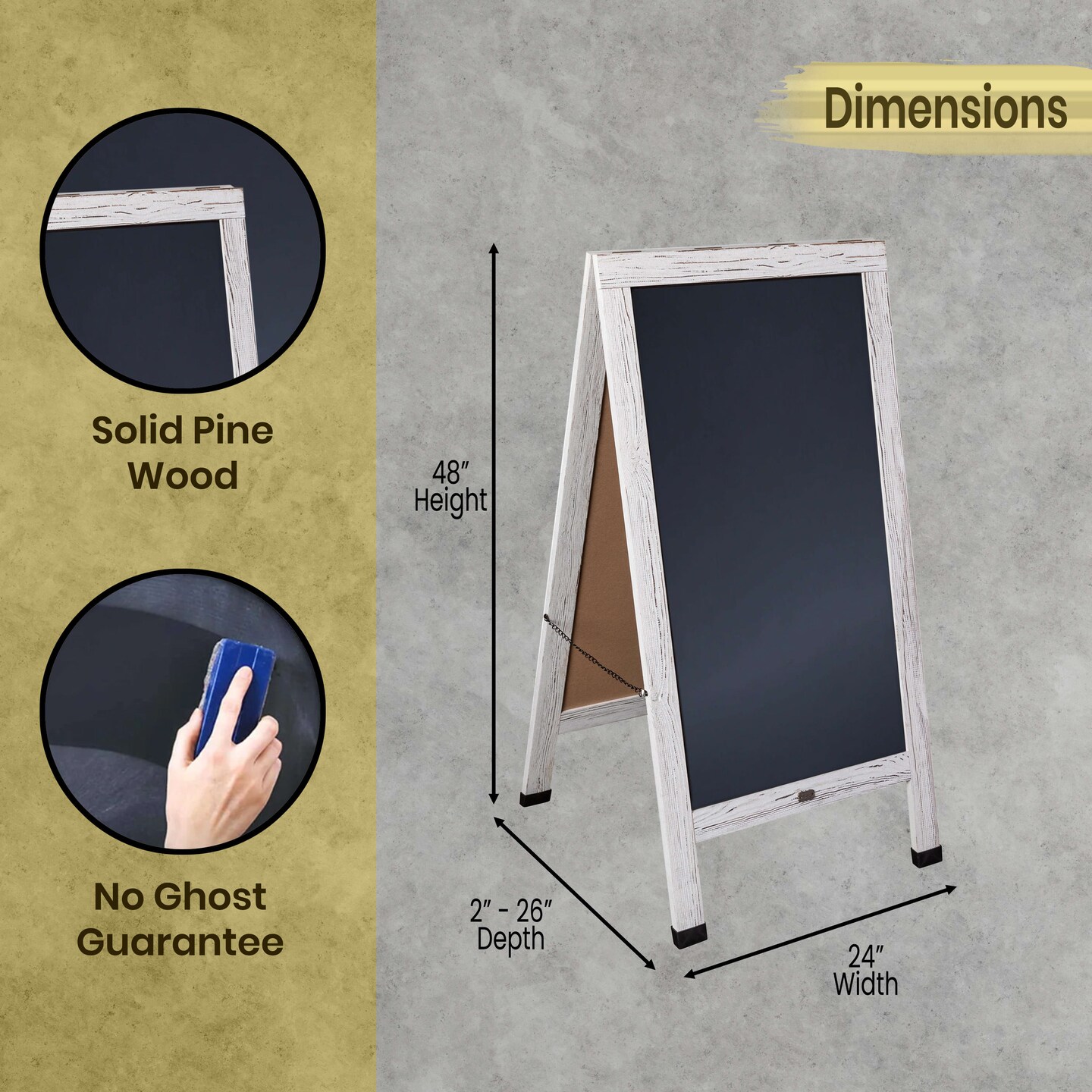 HBCY Creations A-Frame Chalkboard / Sidewalk Chalkboard Sign with Eraser / Large Sturdy Sandwich Board / A Frame Restaurant Message Board