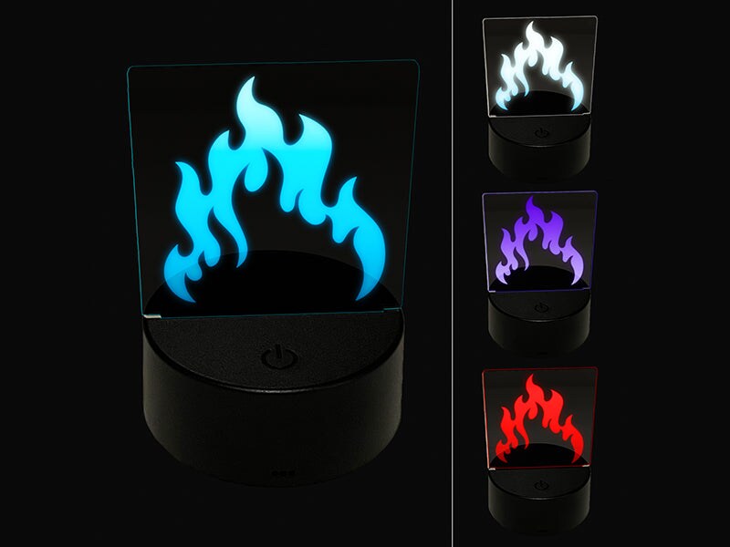 Fire Flame Burning 3D Illusion LED Night Light Sign Nightstand Desk Lamp