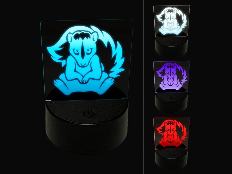 Sweet Skunk Sitting 3D Illusion LED Night Light Sign Nightstand Desk Lamp