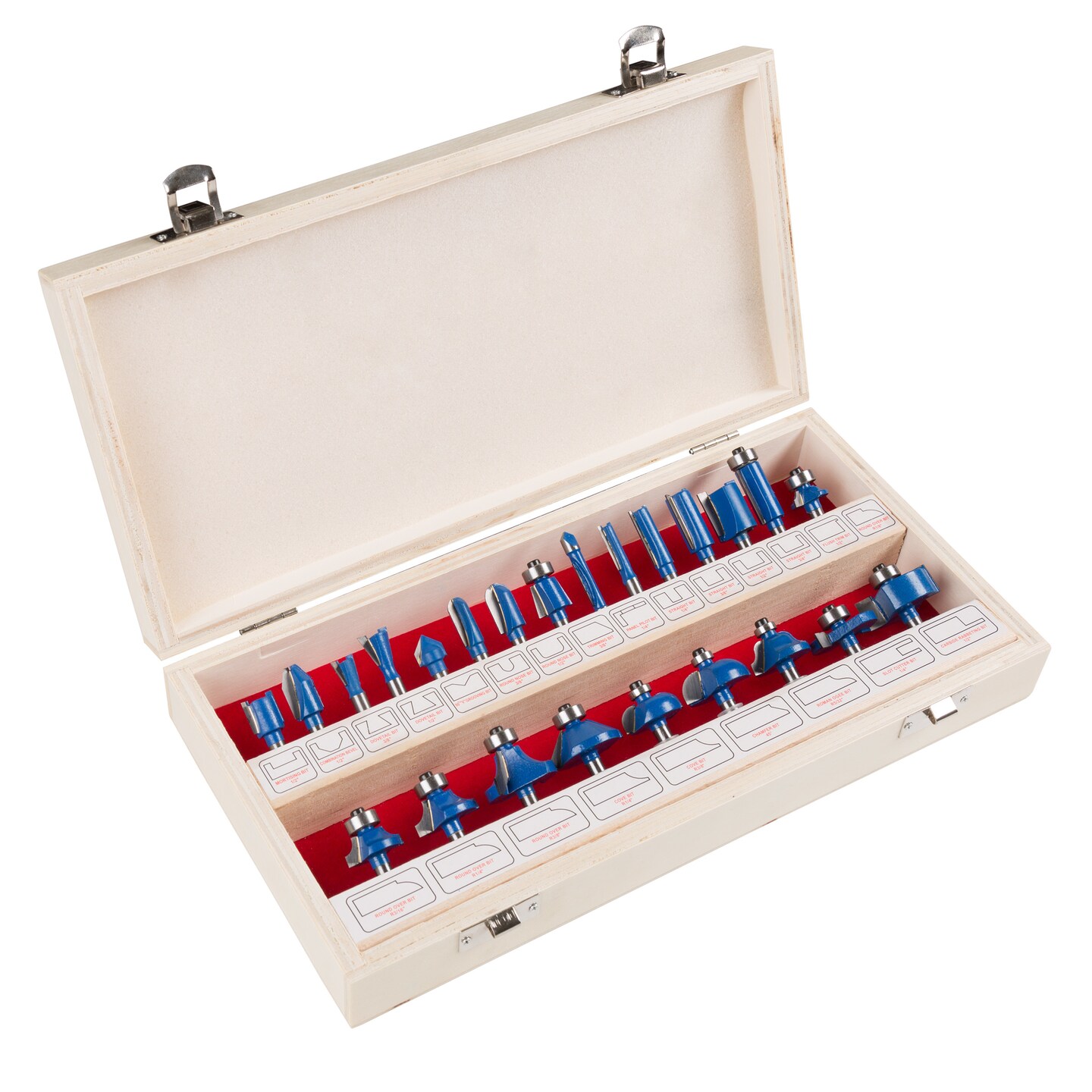 Stalwart 24-Piece Router Bit Set Carbide Tips Wooden Case Woodworking Tools