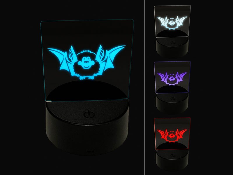 Cute Little Fuzzy Bat 3D Illusion LED Night Light Sign Nightstand Desk Lamp