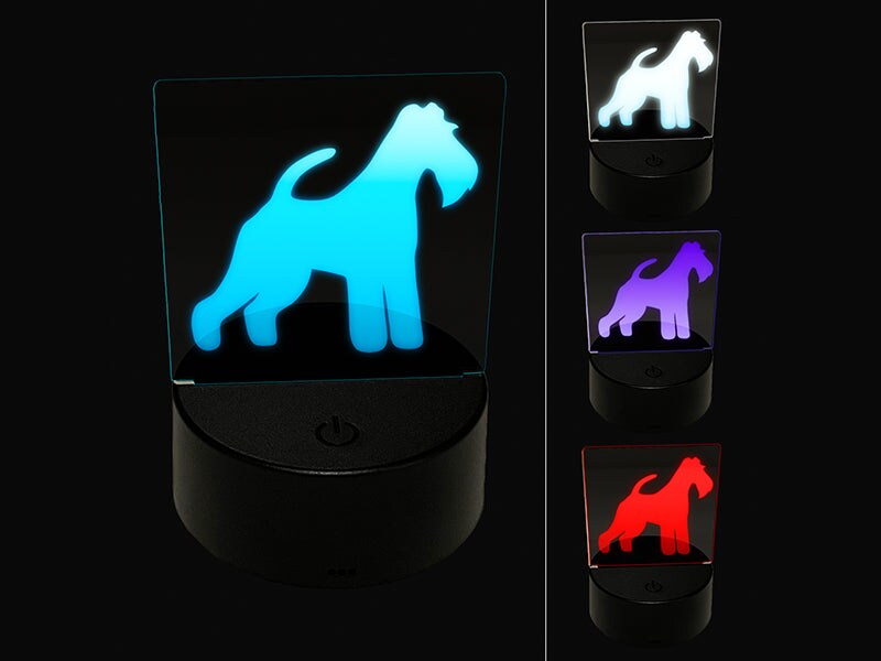 Wire Hair Fox Terrier Dog Solid 3D Illusion LED Night Light Sign Nightstand Desk Lamp