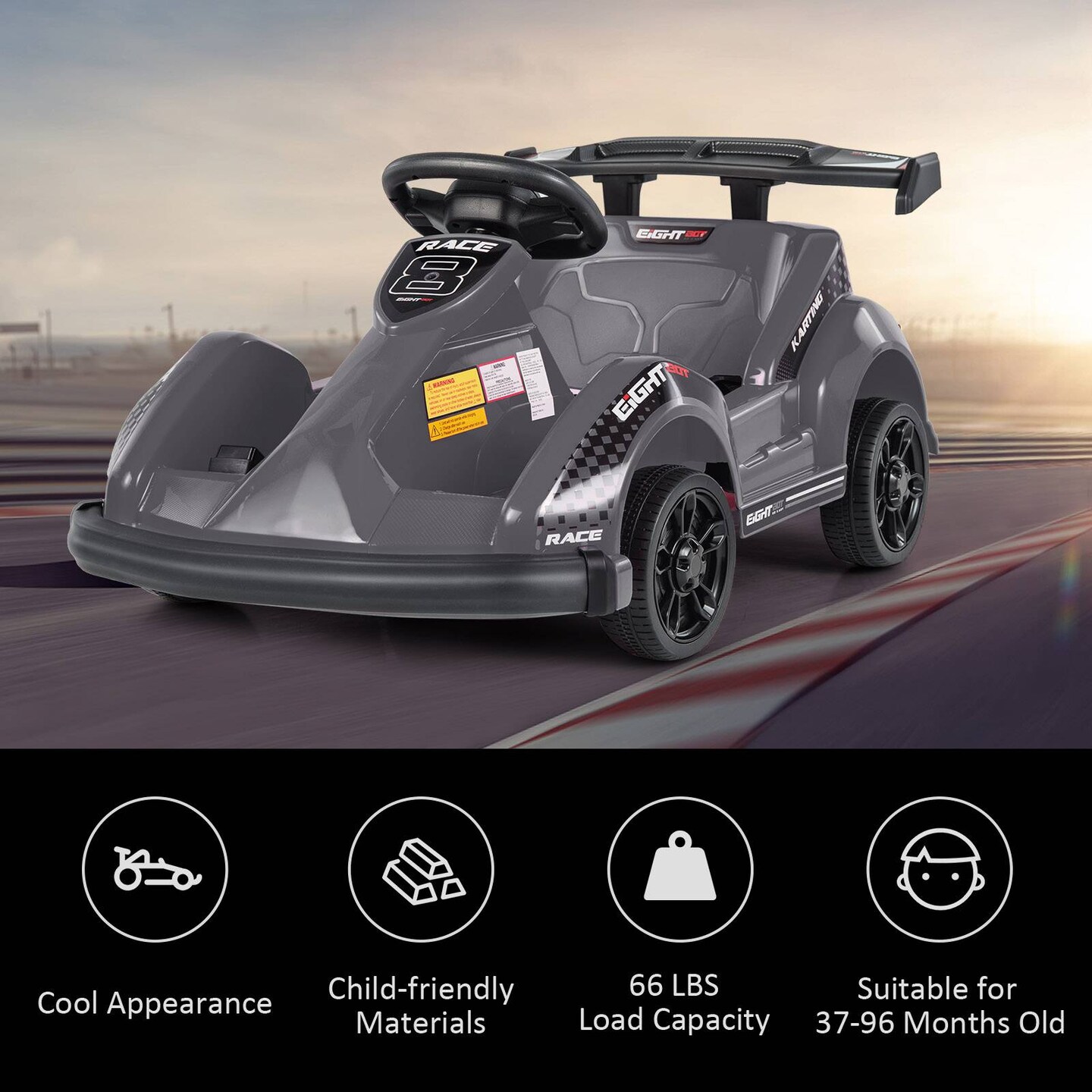 Electric Ride-On Go-Cart with Remote Control and Safety Belt