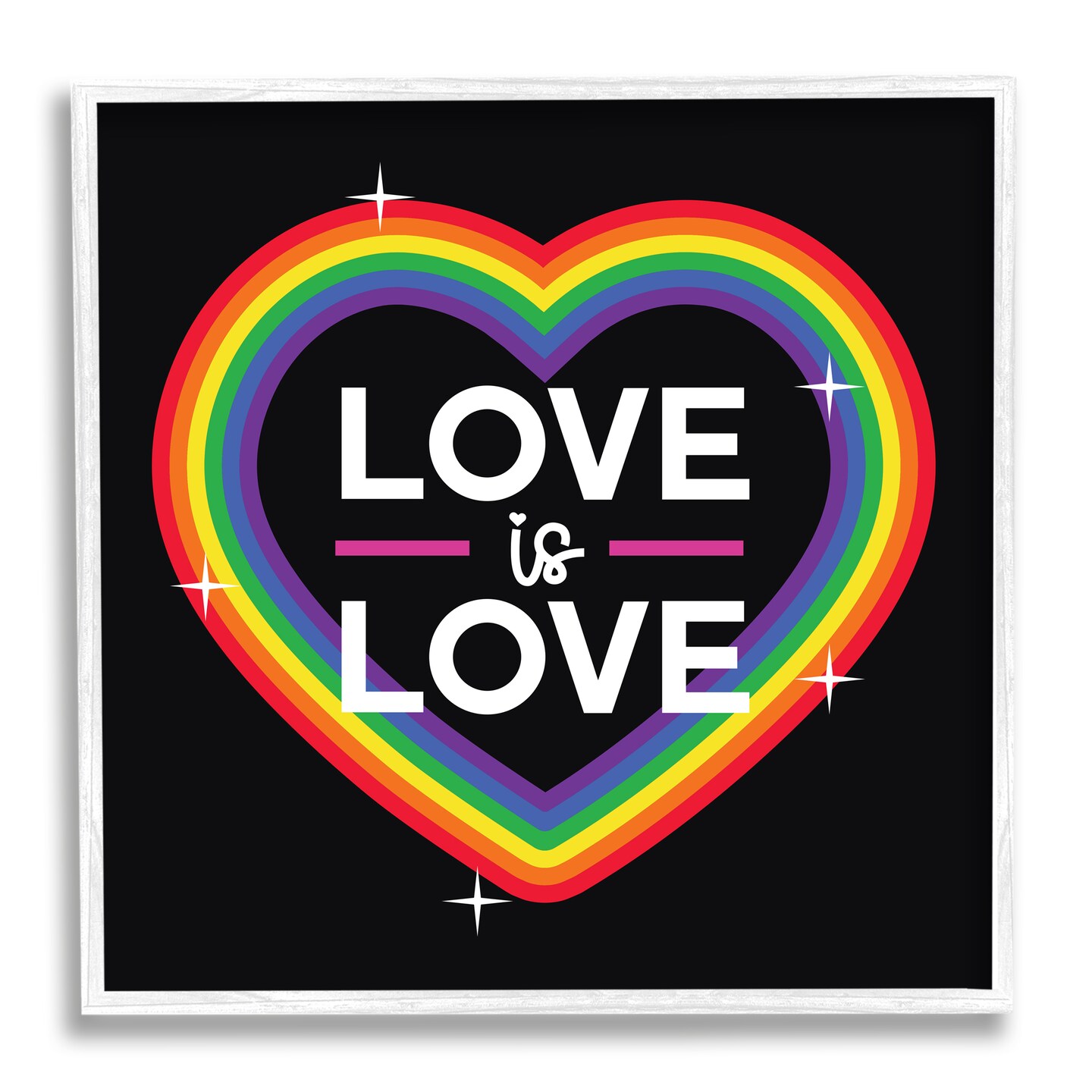 Stupell Industries Love Rainbow Heart Pride Black Framed Giclee Art