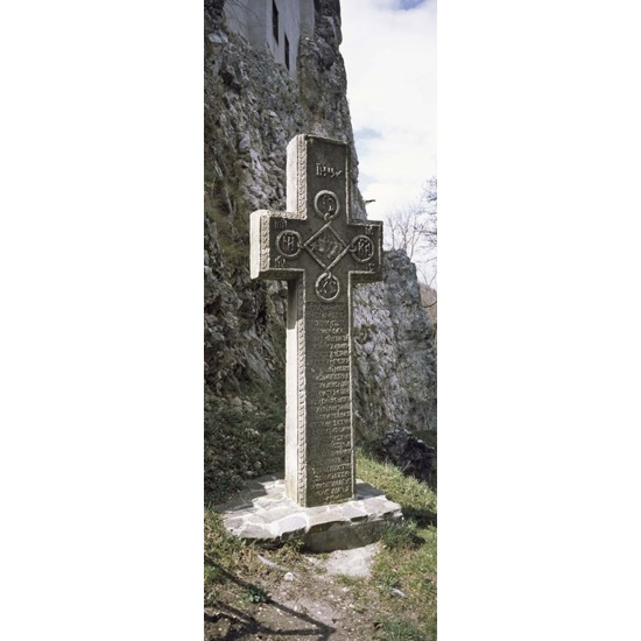 Stone Cross At A Castle Bran Castle Brasov Transylvania Mures County Romania Poster Print (18 X 7)
