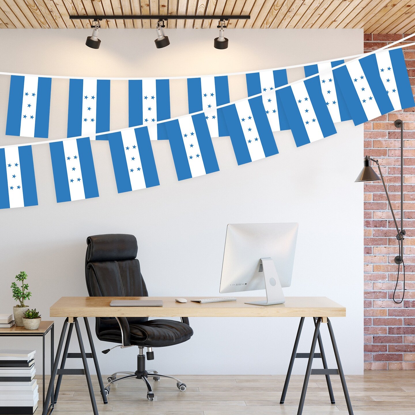 G128 Honduras &#x9;Honduran Bunting Banner | Flag 8.2 x 5.5 Inch, Full String 33 Feet | Printed 150D Polyester, Decorations For Bar, School, Festival Events Celebration