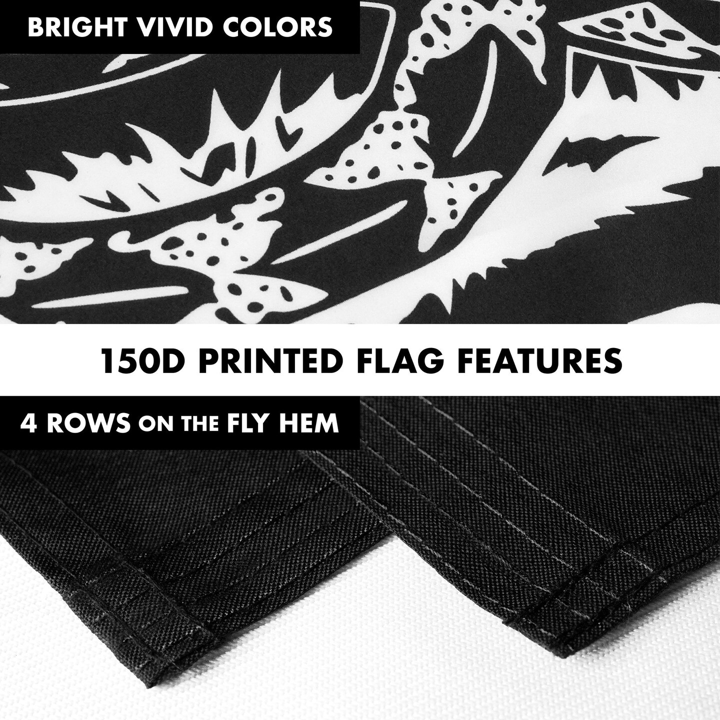 G128 Combo Pack: Flag Pole 6 FT Silver Tangle Free &#x26; Gadsden Black and White Flag 3x5ft 150D Printed Polyester