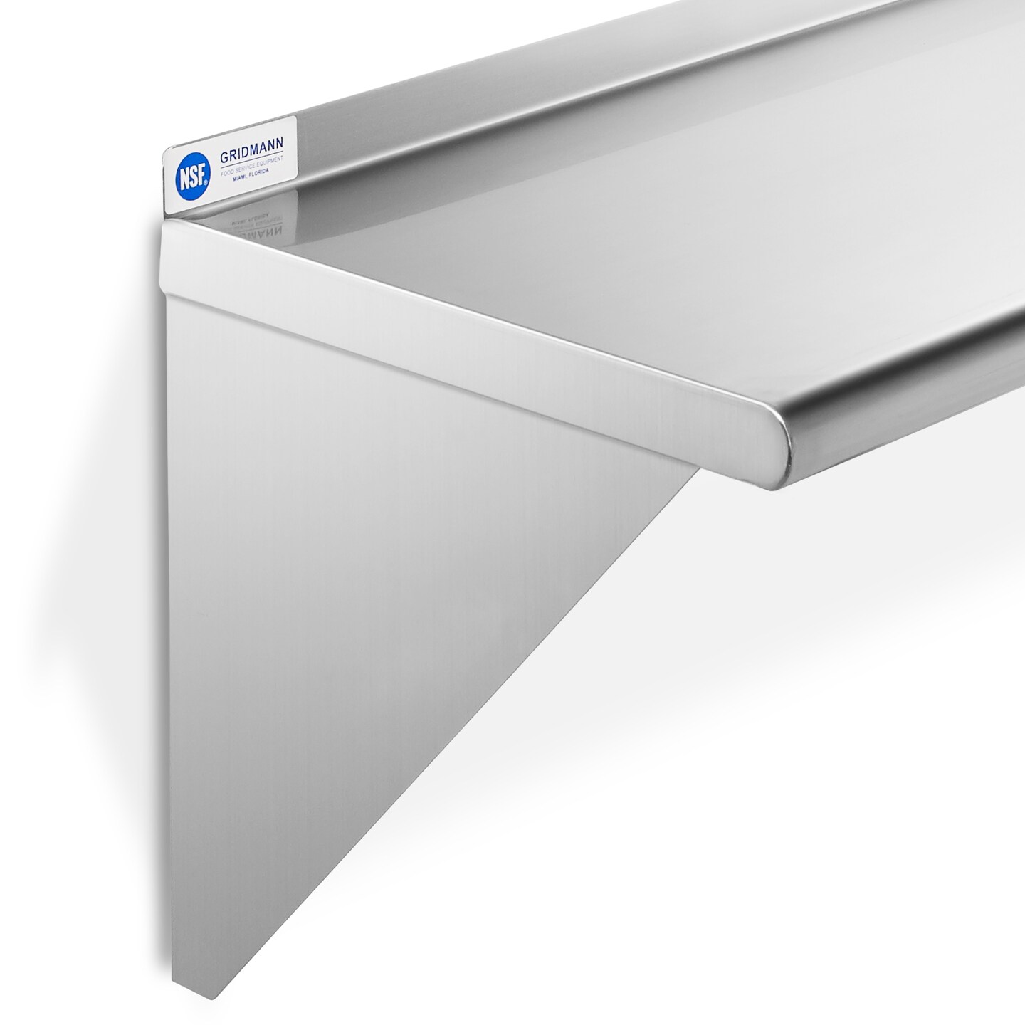 GRIDMANN NSF Stainless Steel 12" Deep Kitchen Wall Mount Shelves for Commercial Restaurant Bar w/ Backsplash