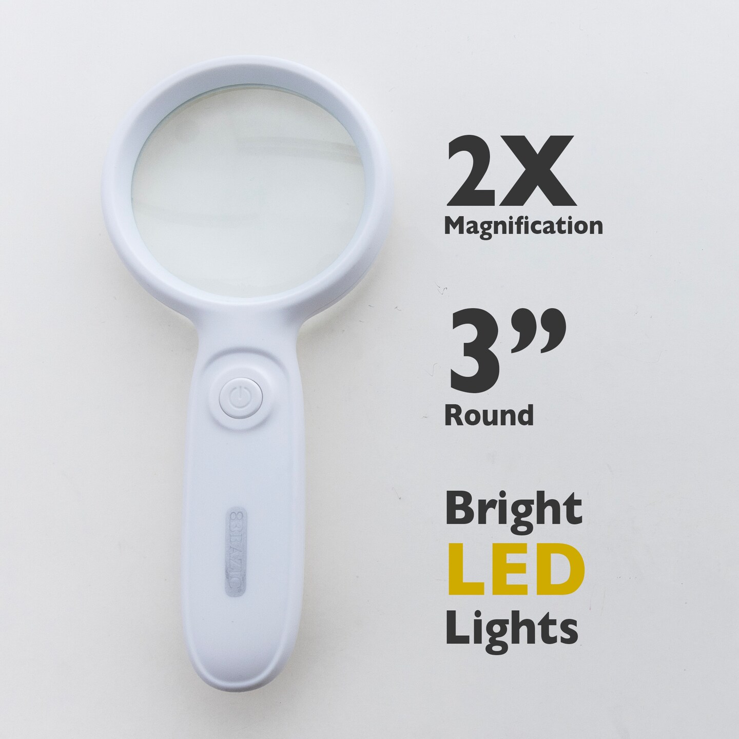 BAZIC 3&#x22; Round 2x LED Lighted Magnifier