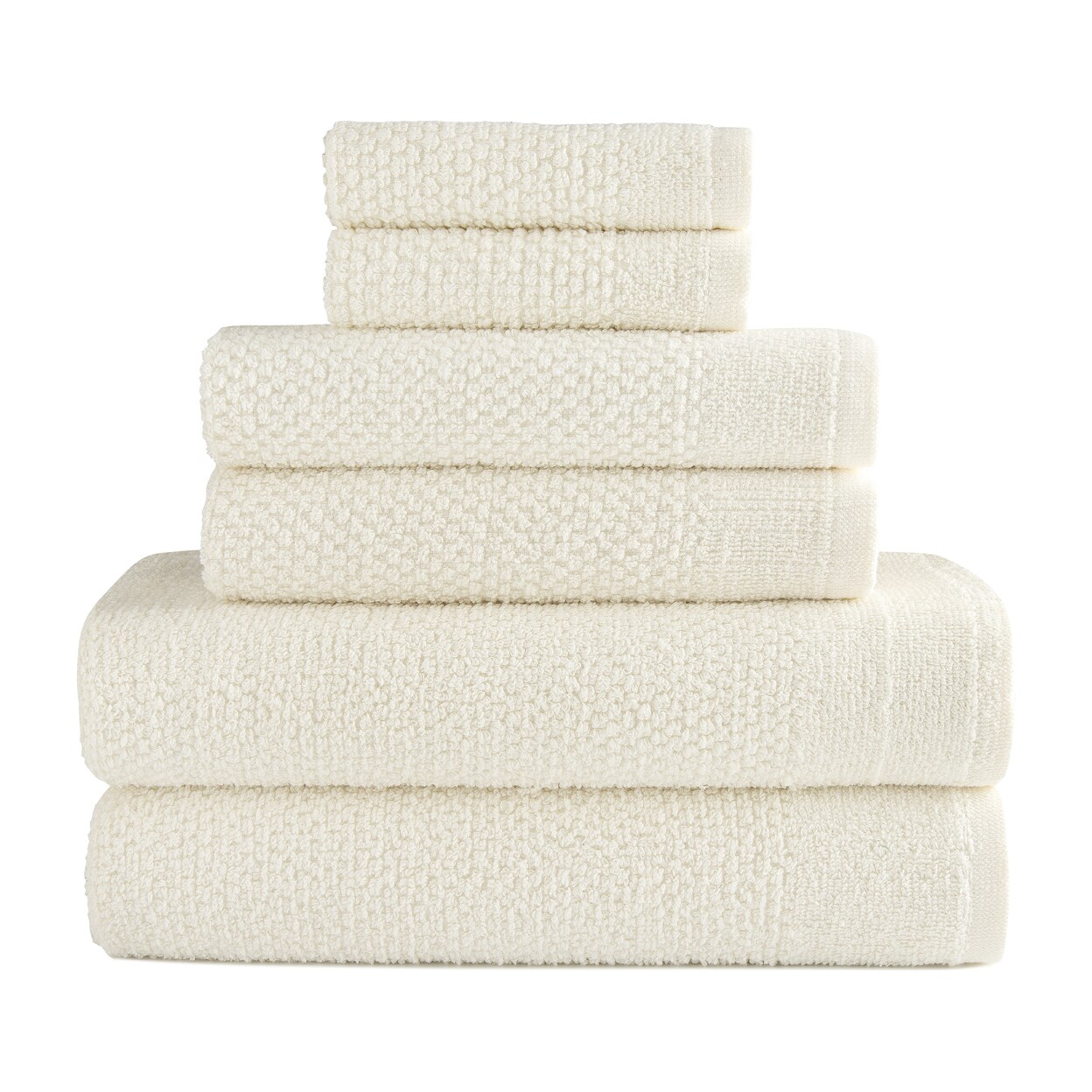 Dan River 6 Piece Cotton Bath Towel Set Popcorn Texture Absorbent Towels