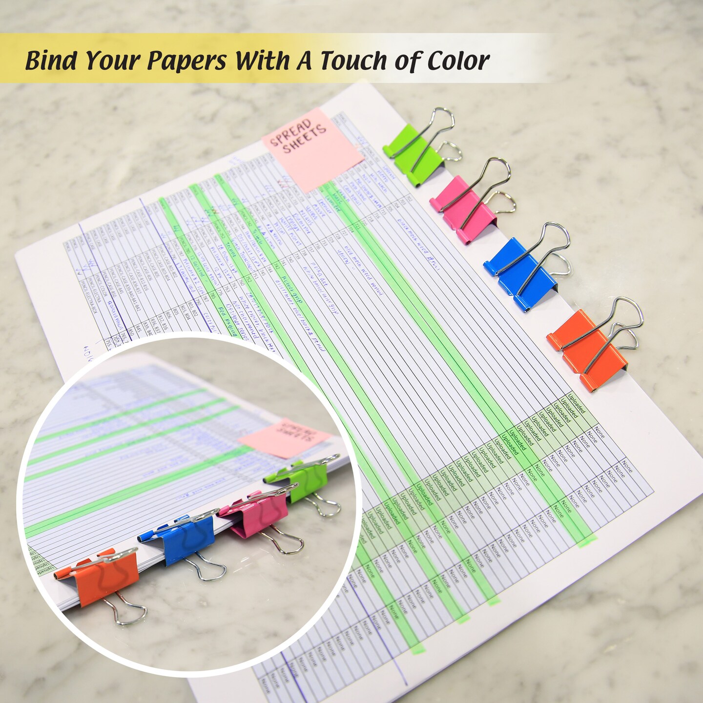 BAZIC Medium 1-1/4 (32mm) Assorted Color Binder Clip (8/Pack)