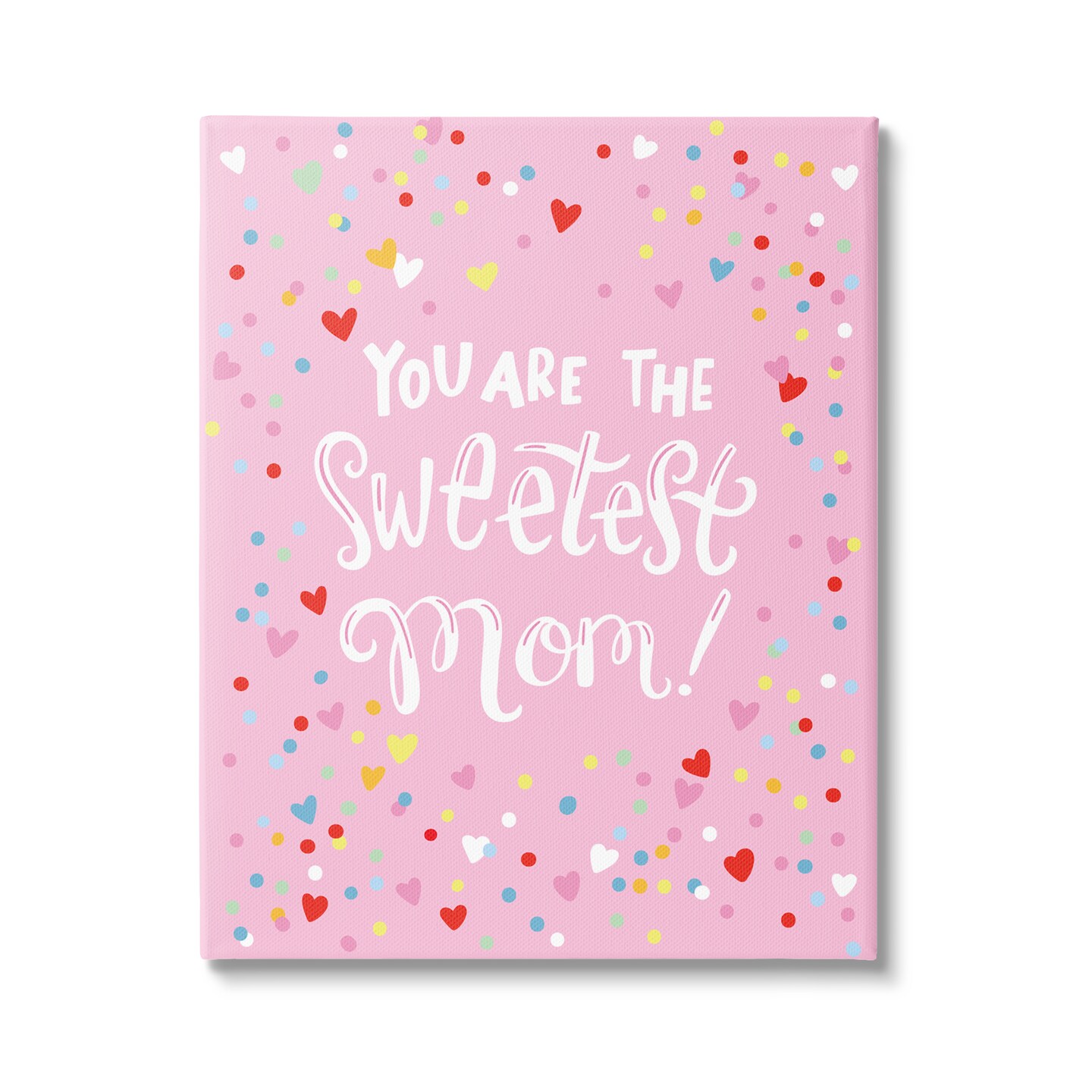 Stupell Industries The Sweetest Mom Pink Hearts Canvas Wall Art