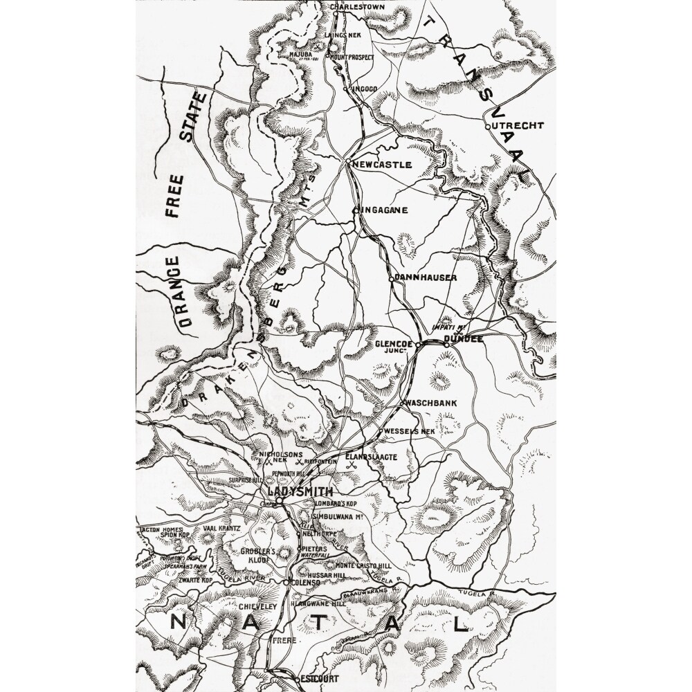 Map Of Northern Natal Circa.1900. From The Book South Africa And The Transvaal War By Louis Creswicke Published 1900 By