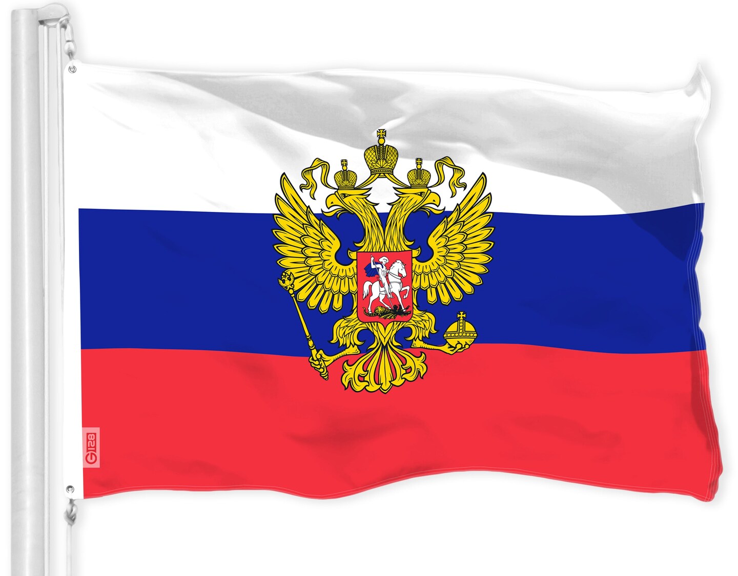 G128 Combo Pack: American USA Flag 3x5 Ft &#x26; Russia Russian Ensign Flag 3x5 Ft | Both LiteWeave Pro Series Printed 150D Polyester, Brass Grommets