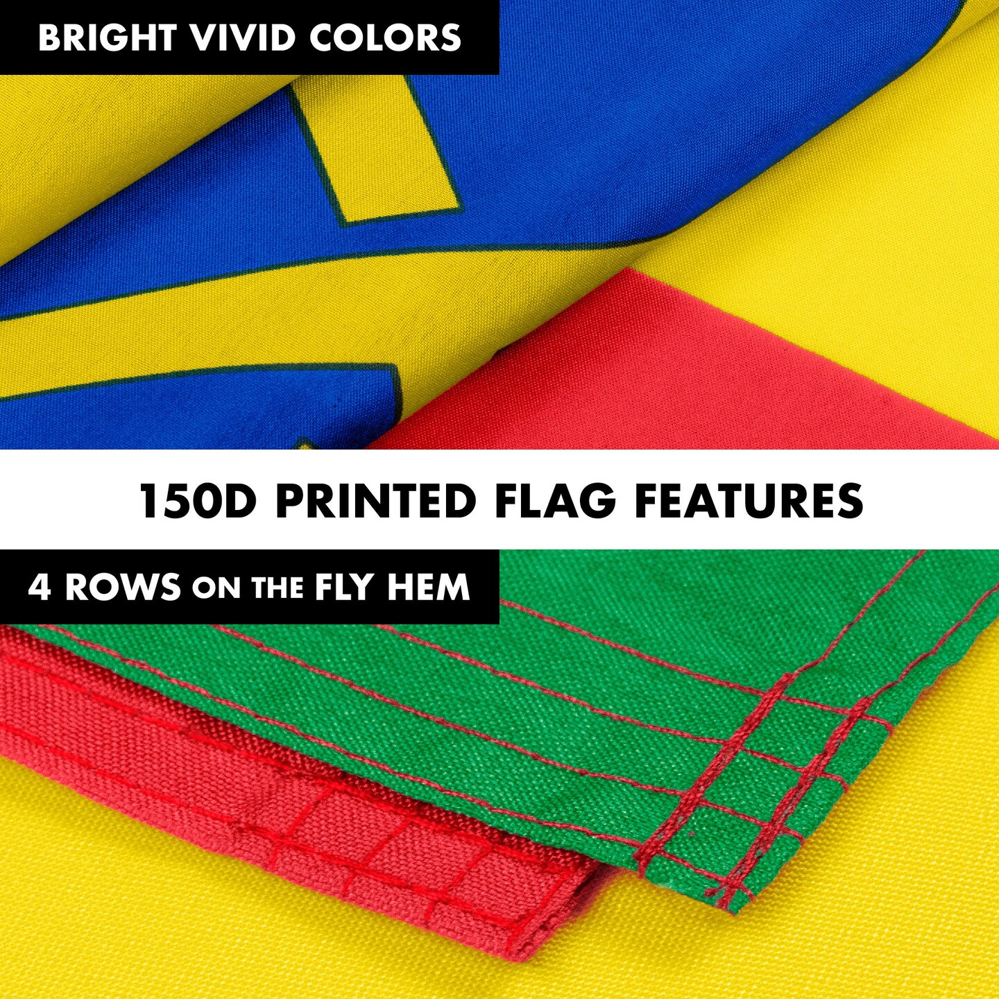 Flag Pole 6FT Silver Tangle Free &#x26; Ethiopia Ethiopian Flag 3x5 Ft Combo Printed 150D Polyester By G128