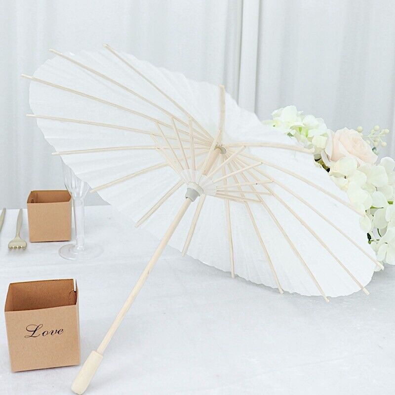 4 White 16 in Paper Parasol Decorative Umbrellas