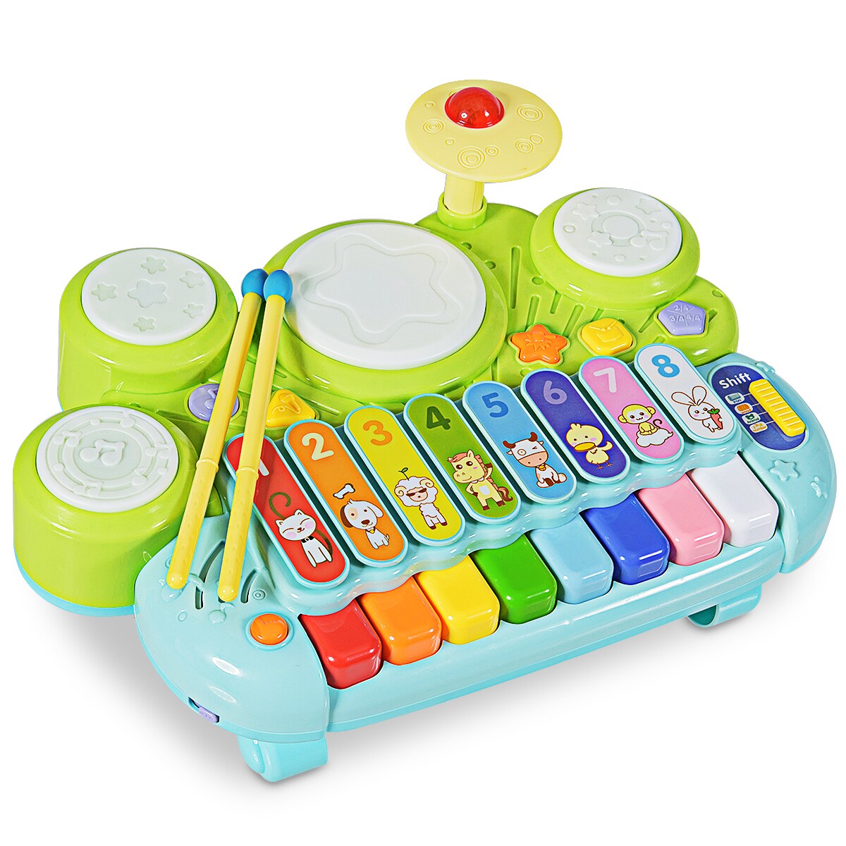 Gymax 3-in-1 Drum Xylophone Piano Keyboard Set Electronic Musical Instrument Toy