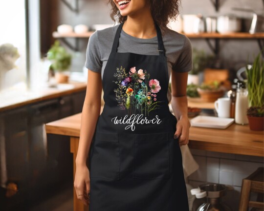 Wildflower Kitchen Apron, Flowers Kitchen Apron, Mothers Day Gift, Mom ...