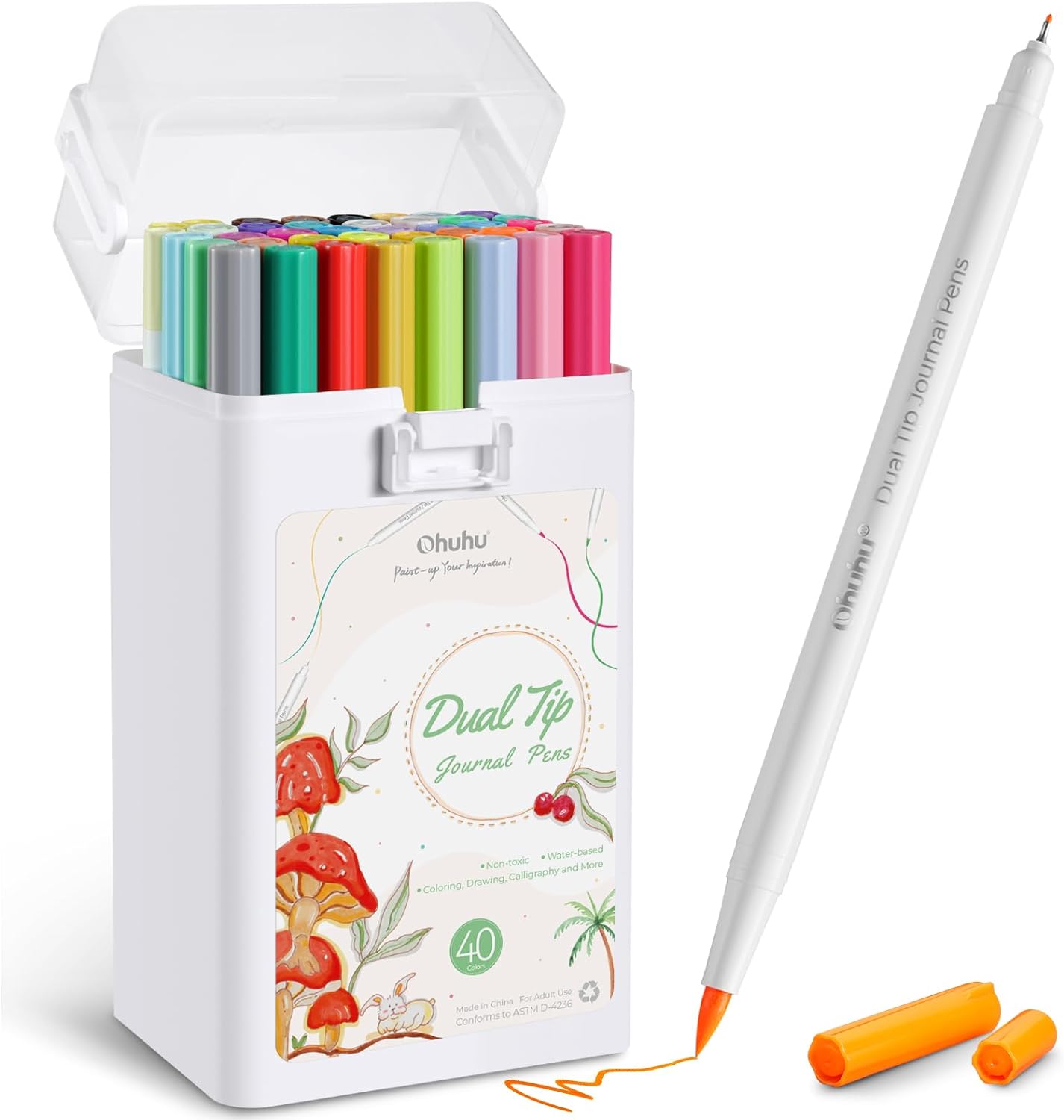 Ohuhu Markers Pens for Journaling: 40 Colors Art Markers Dual Tips