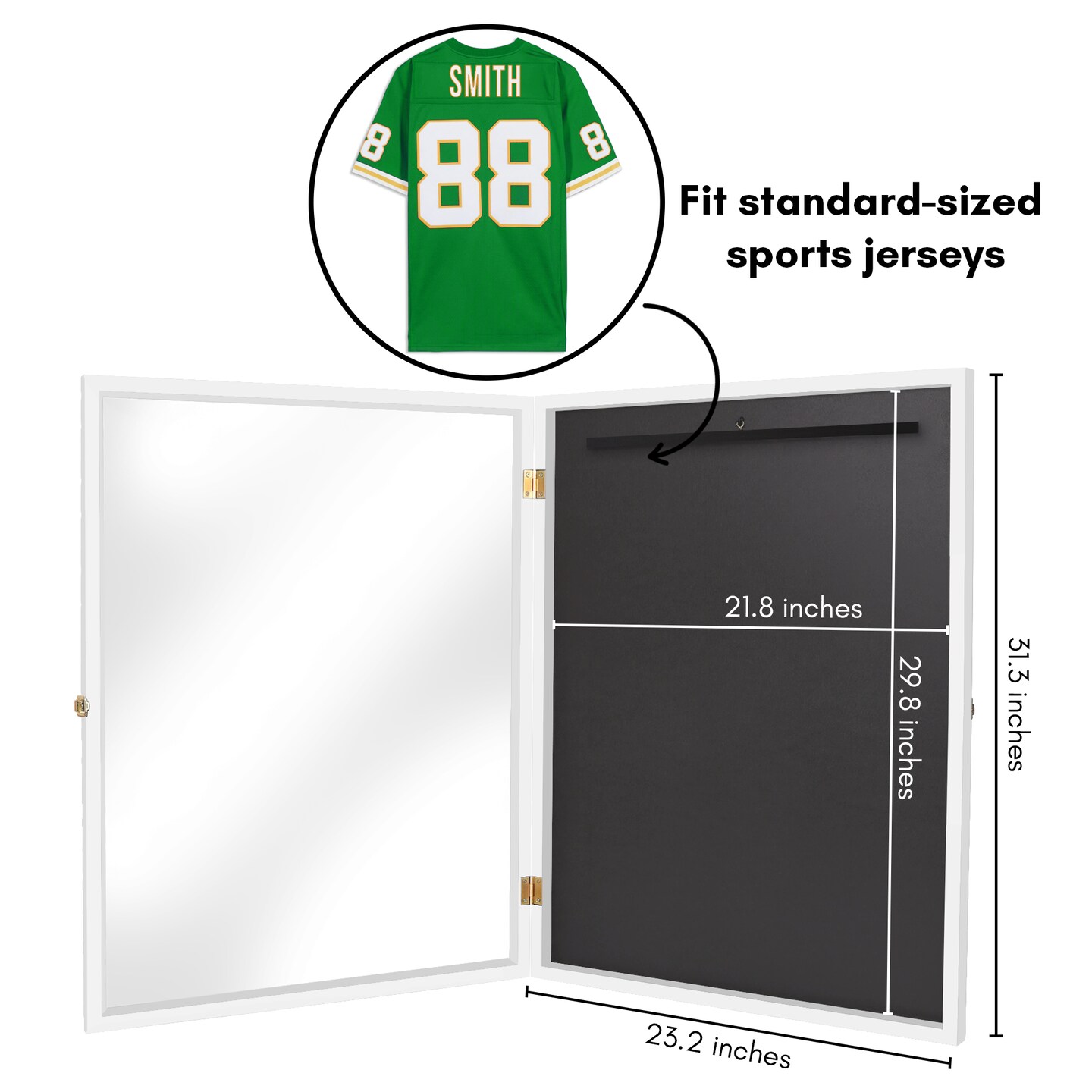 Americanflat 23x31 Lockable Jersey Display Case - Jersey Shadow Box Frame - Includes Built-in Hook for Jersey - Anti-Theft Lock - Polished Plexiglass Cover - Hanging Hardware