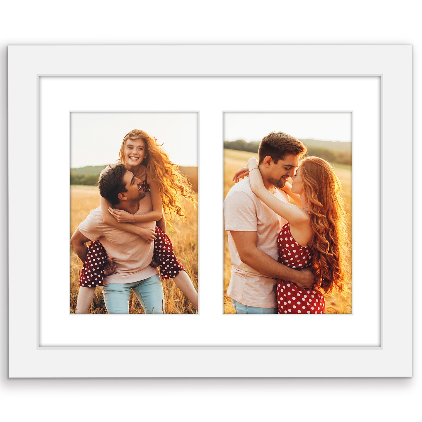 Americanflat 8x10 Double Picture Frame - Displays Two 4x6 Photos or Artwork - Shatter Resistant Glass - Adjustable Hardware for Horizontal or Verticle Display - Includes Easel