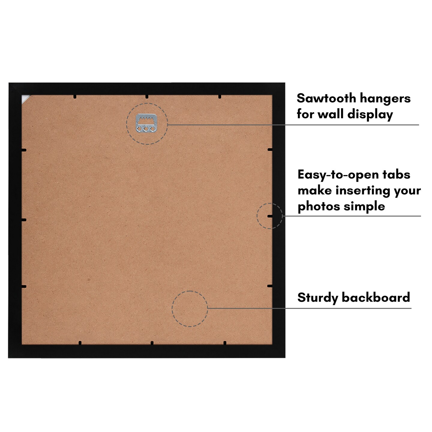 Americanflat 14x14 Wedding Signature Picture Frame - Set of 2 - 5x7 with Mat or 14x14 without Mat - Signature Frame for Celebrations - Shatter Resistant Glass - Hanging Hardware - Black