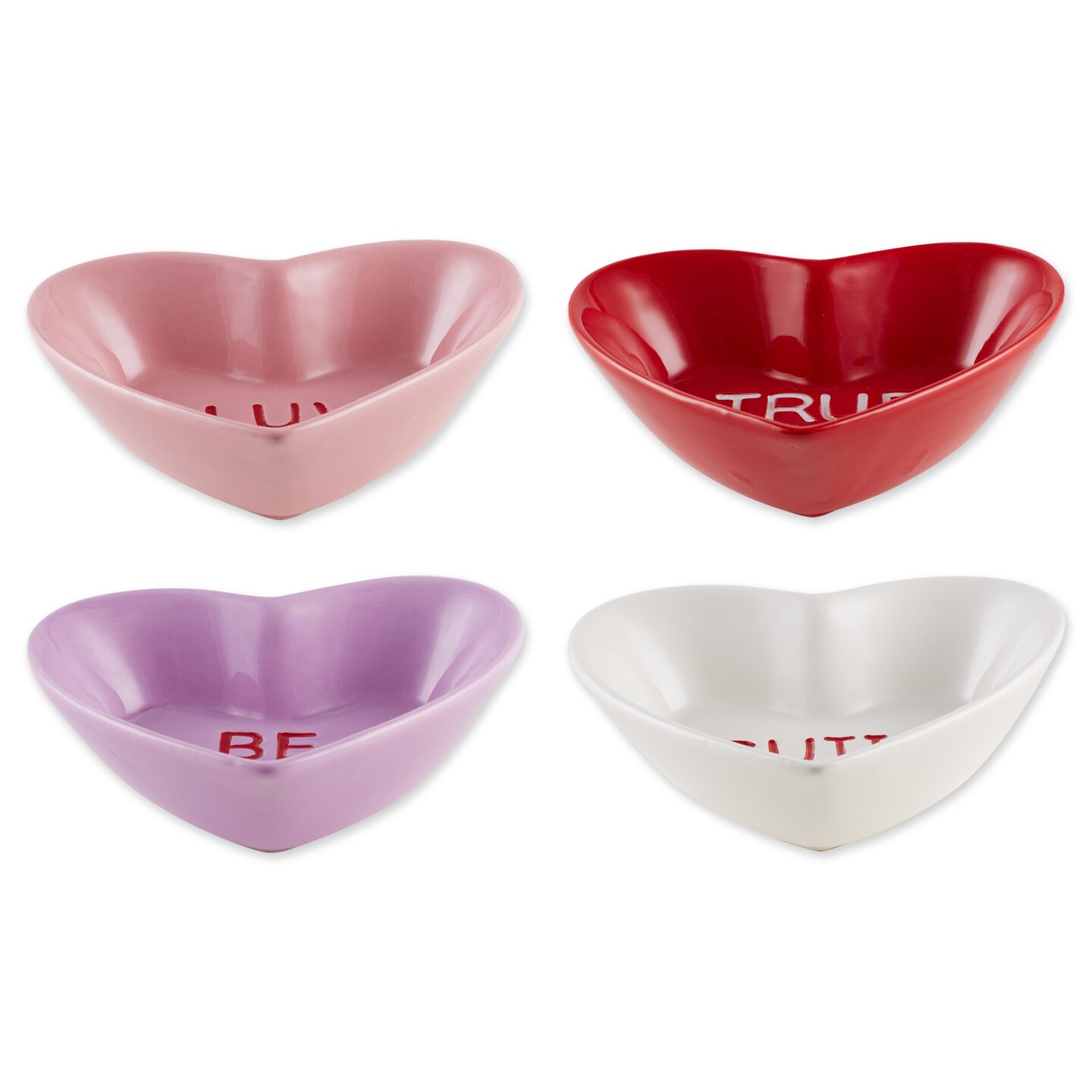 Contemporary Home Living Set of 4 Red, Pink, and Purple Home Essentials and Accessories DII Heart-Shaped Sweet Talk Candy Bowls, 6&#x22;