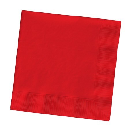 Party Central 3-Ply Disposable Beverage Napkins - 5" - Fire Engine Red - Club Pack of 500