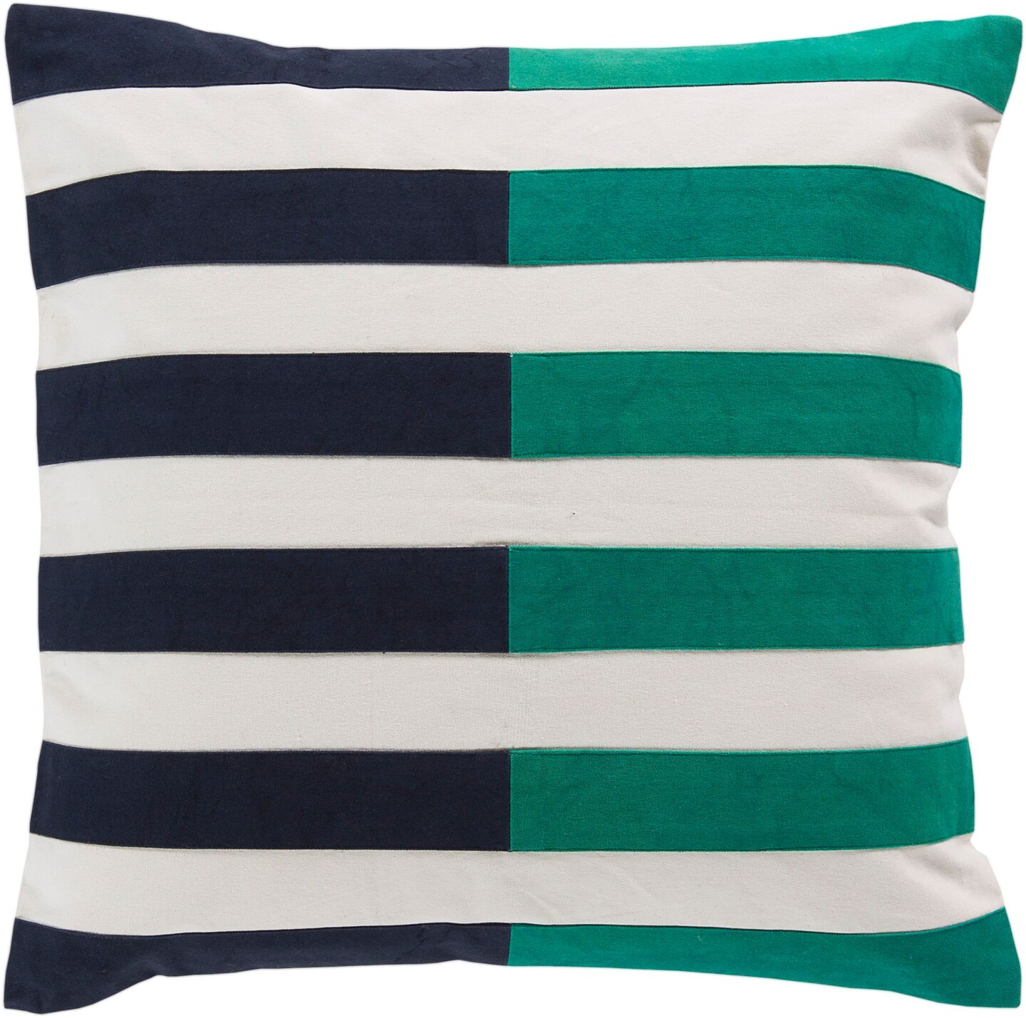 Tiwari Home 20&#x22; Navy Blue and Emerald Green Striped Square Throw Pillow Cover