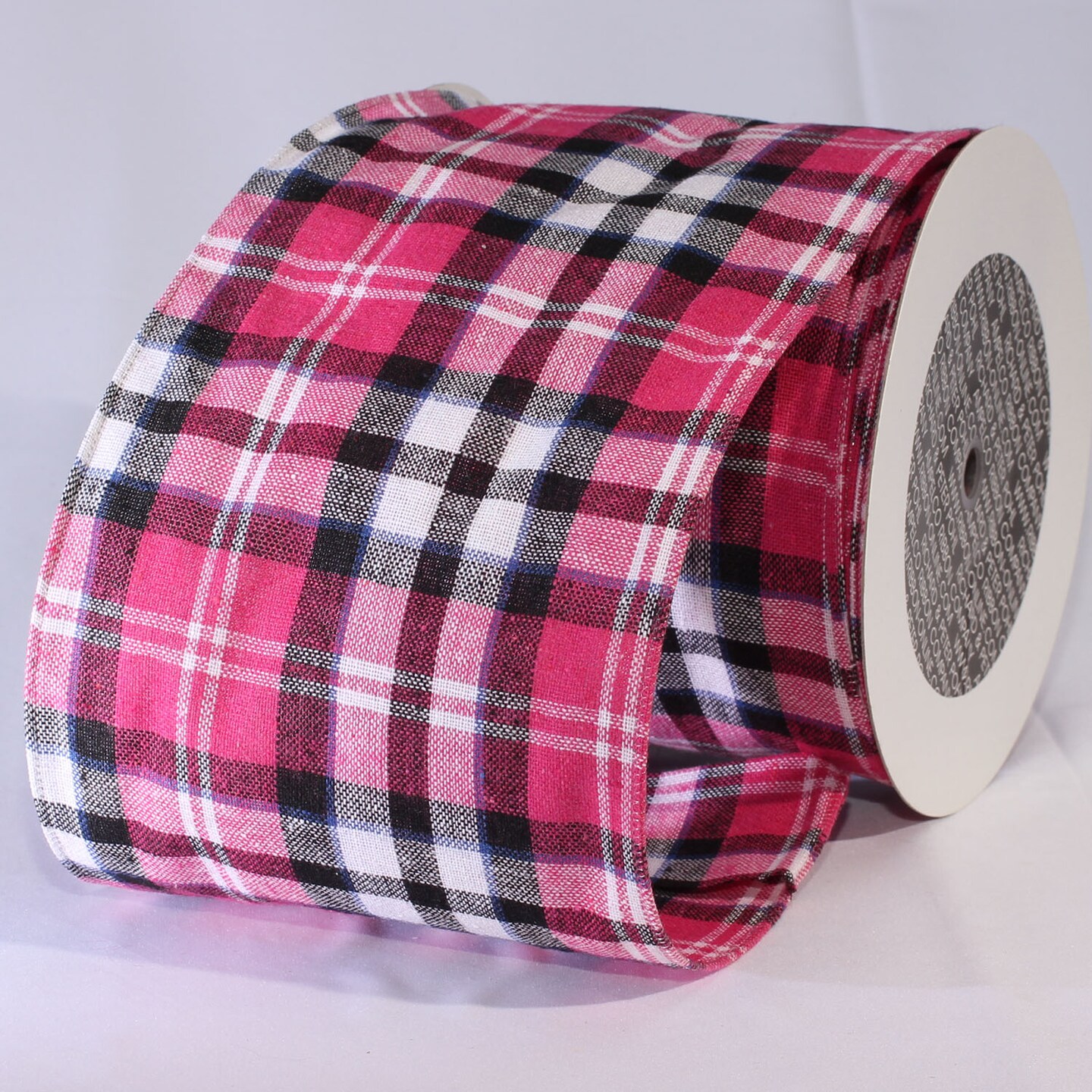The Ribbon People Pink and Black Kilt Wired Craft Ribbon 5" x 20 Yards