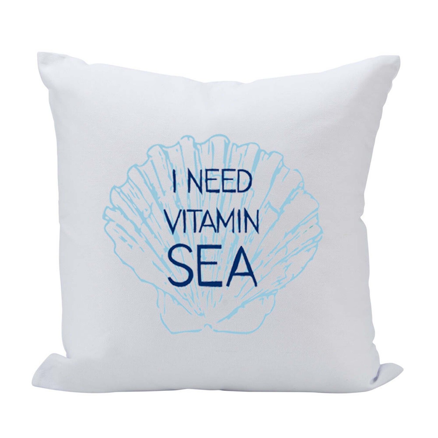 Contemporary Home Living 16&#x22; White and Blue I need Vitamin Sea Indoor Square Throw Pillow