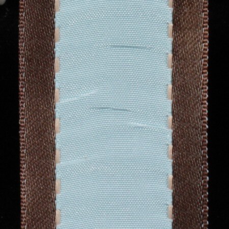 The Ribbon People Blue and Brown Taffeta Gathered Wire Craft Ribbon 1.5&#x22; x 27 Yards