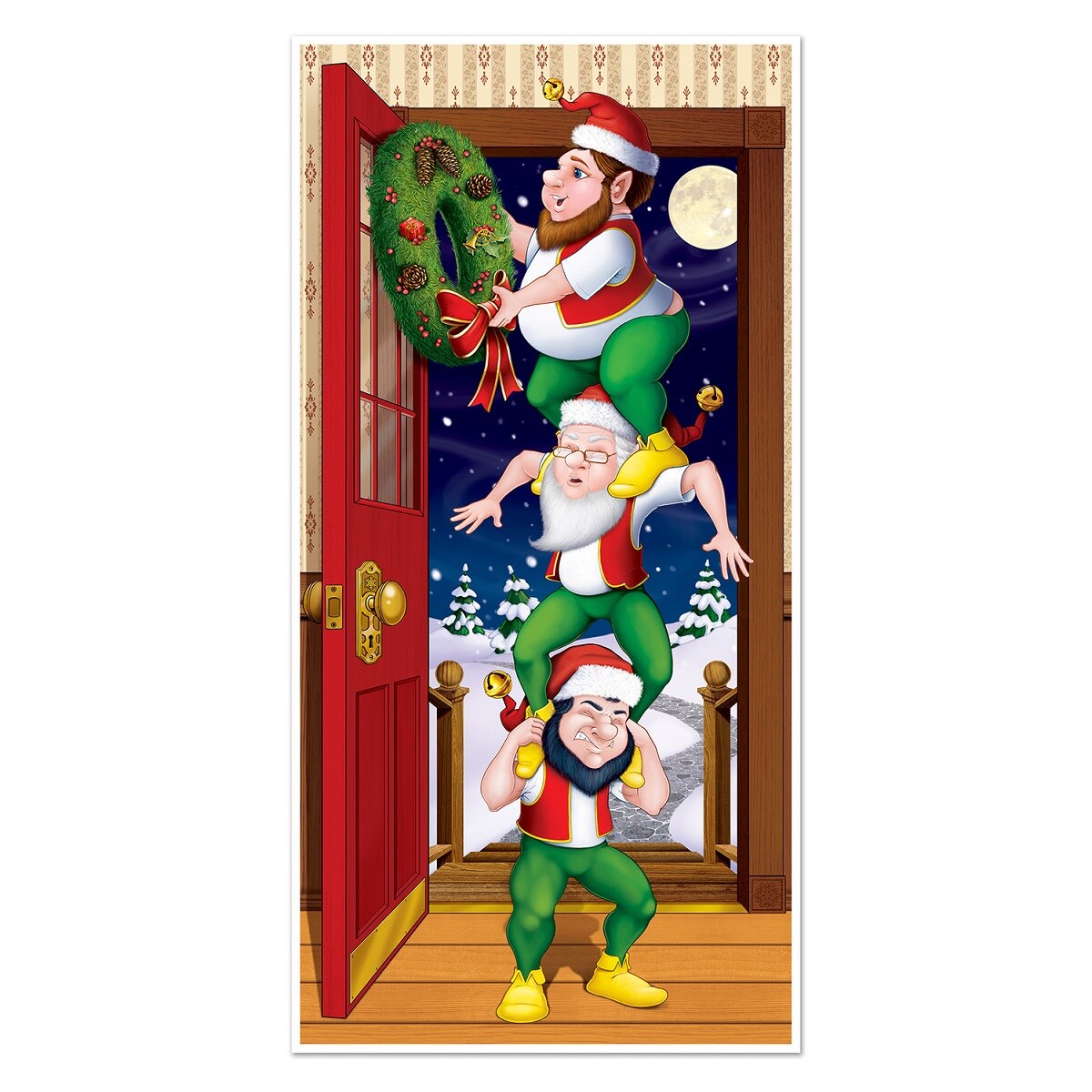 Beistle Club Pack of 12 Winter Wonderland Themed Christmas Elves Door Cover Party Decorations 5'