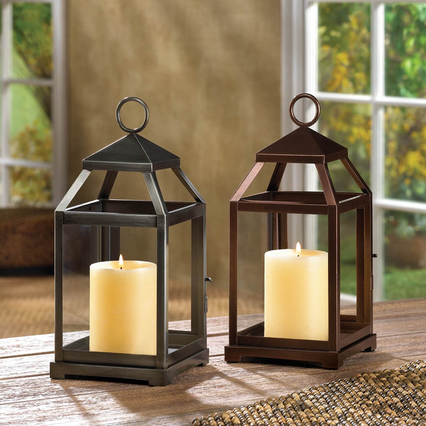 Gallery of Light Home Decorative Burnished Copper Candle Lantern - 12 inches