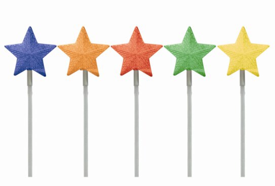 CC Christmas Decor Set of 5 Color Changing LED Star Outdoor Pathway Marker Lawn Stakes - White Wire