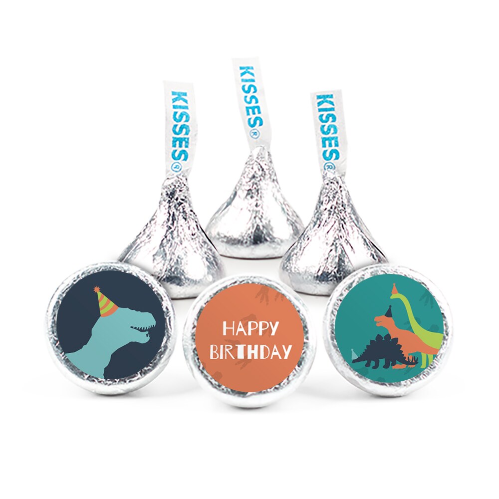 324ct Dinosaur Kid&#x27;s Birthday Stickers for Hershey&#x27;s Kisses Party Favors, Party Supplies - DIY - Candy Not Included - By Just Candy