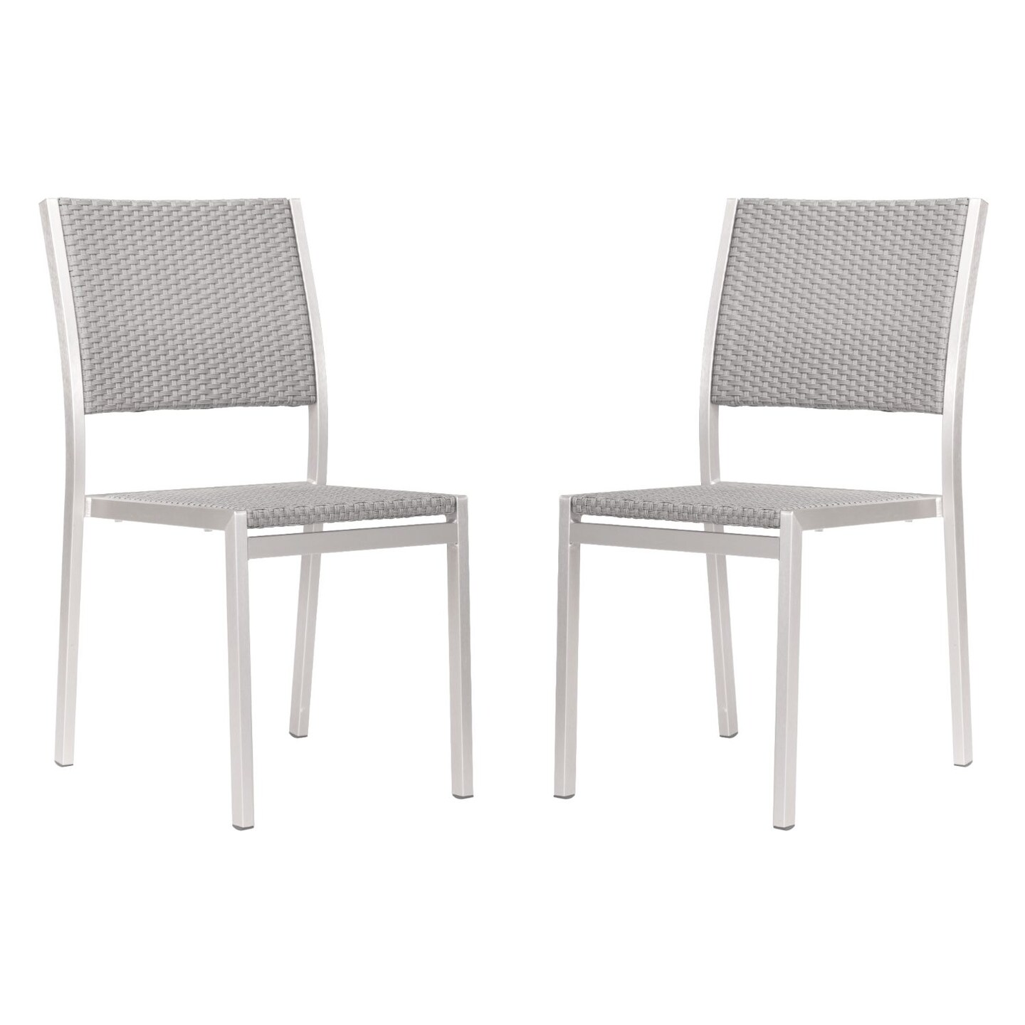 Modern Home Set of 2 Silver Stackable Outdoor Patio Dining Chairs 35"
