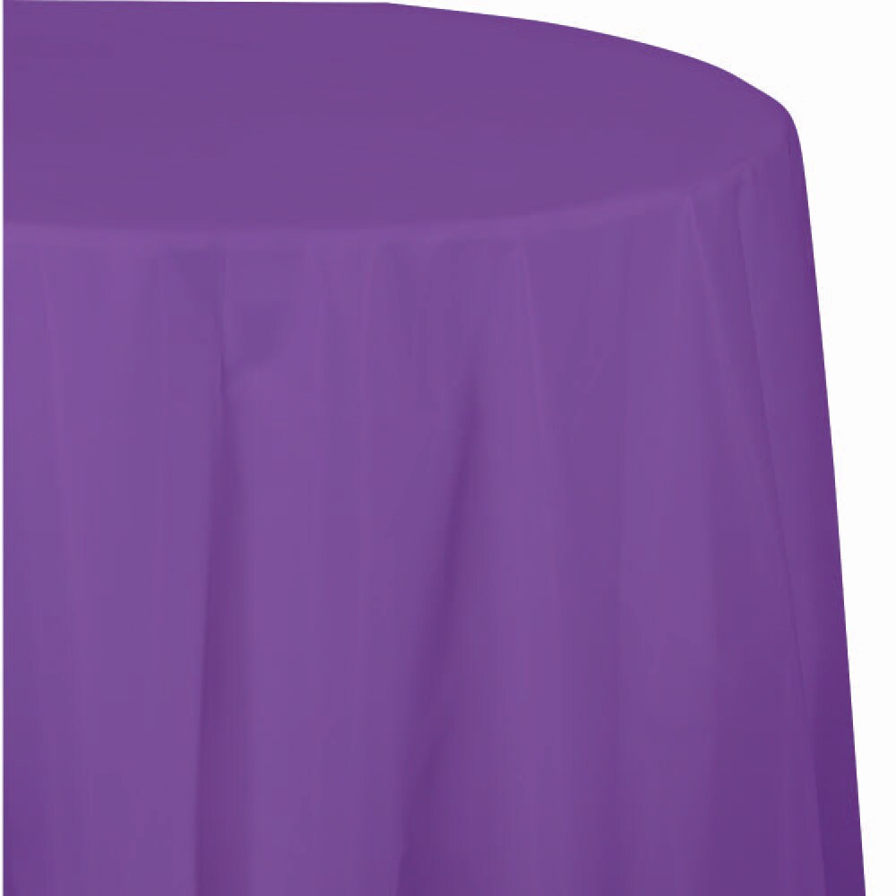 Party Central Club Pack of 12 Amethyst Purple Solid Disposable Octy-Round Party Table Covers 82&#x22;