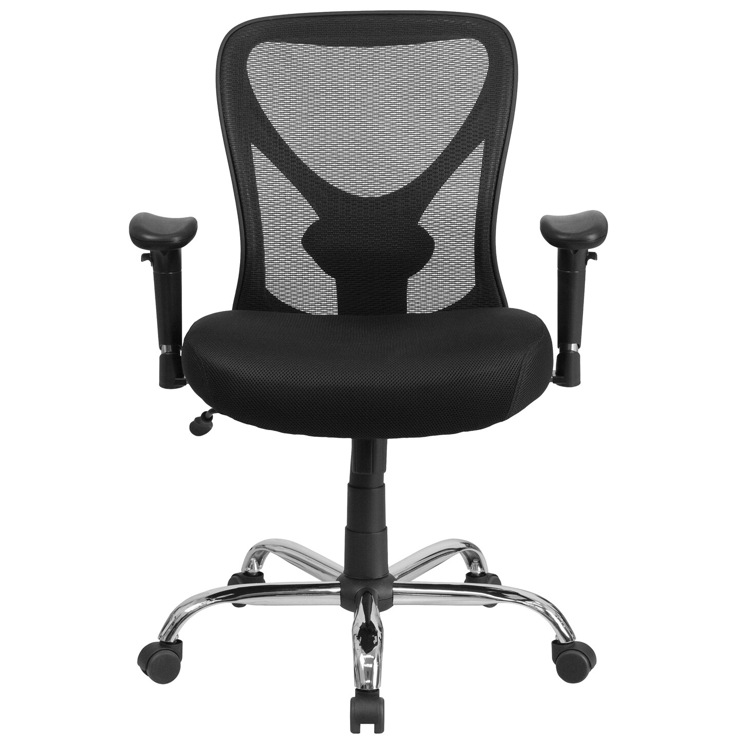 Flash Furniture 42.25&#x22; Black and Silver High Back Mesh Swivel Task Office Chair with Adjustable Arms