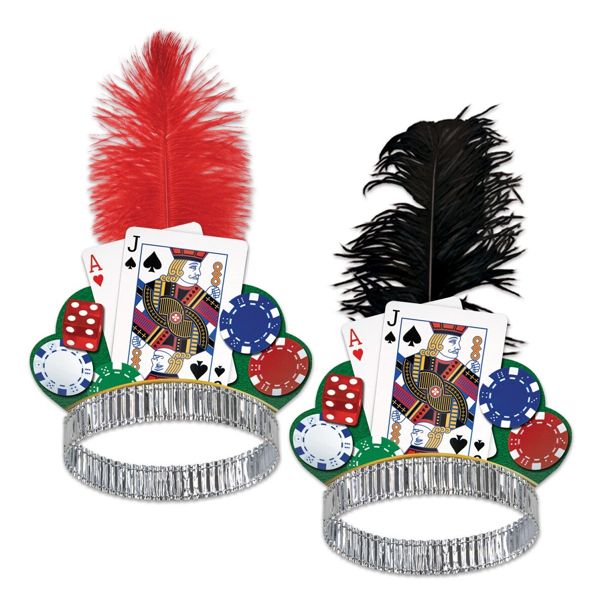 Beistle Club Pack of 50 Casino Night Party Faux-Feather Decorative Tiara Costume Accessories - Adult Sized