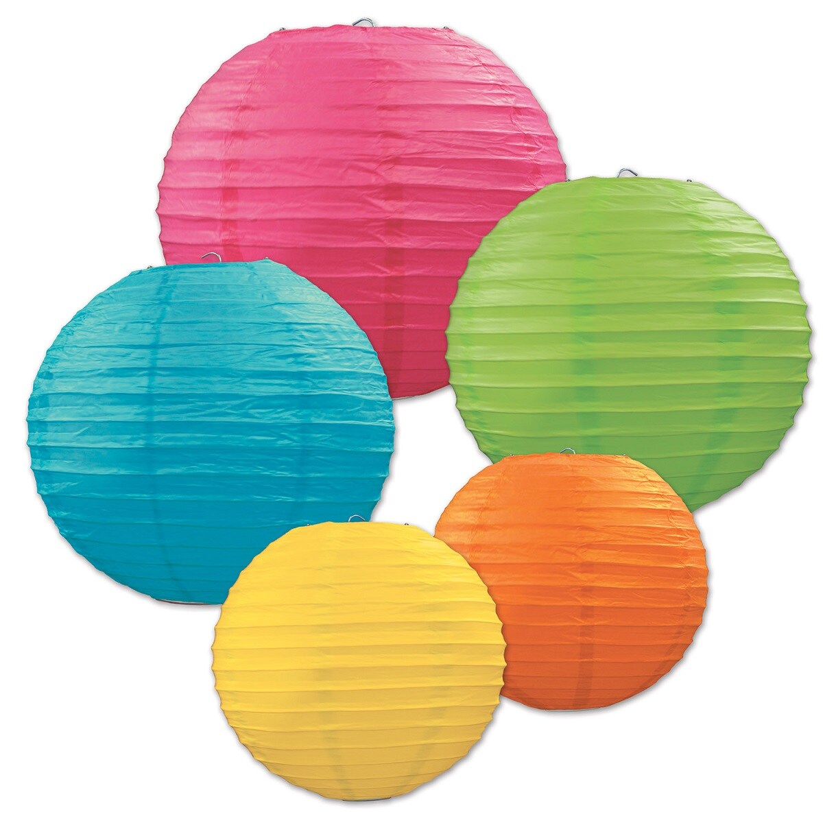 Beistle Club Pack of 30 Assorted Color Paper Lantern Hanging Decorations 9.5&#x22;