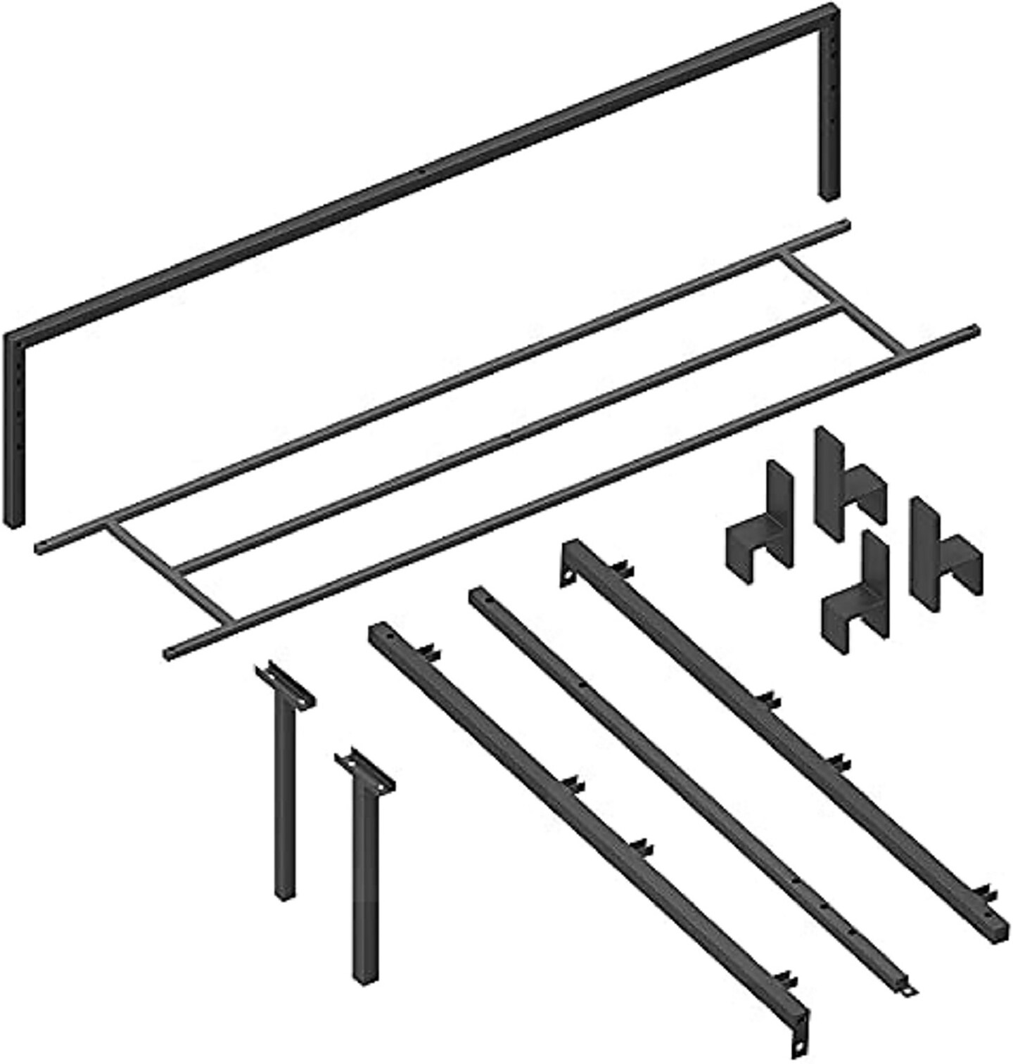 Contemporary Home Living 75&#x22; Black Full Platform Steel Bed Slats and Mattress Foundation