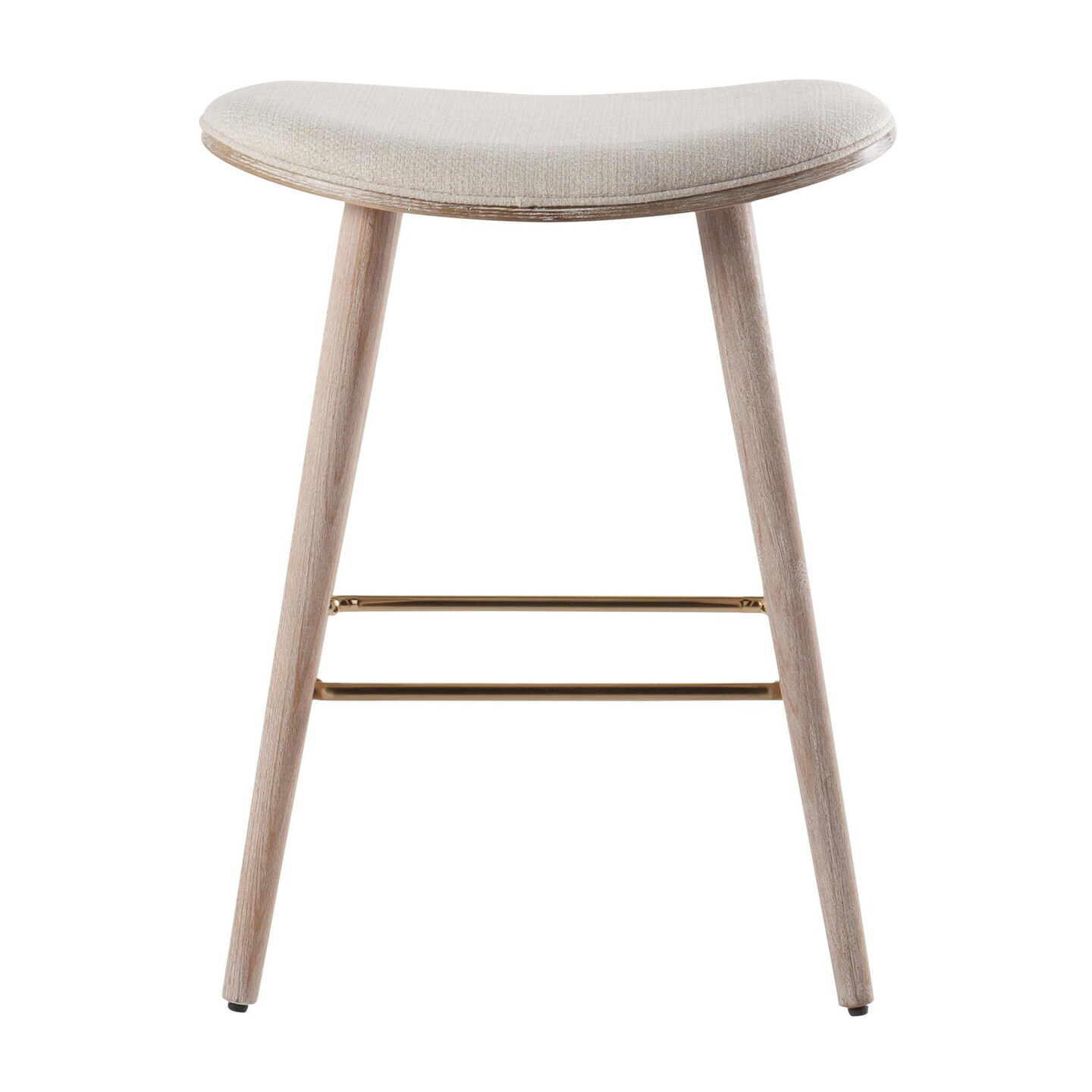 Saddle 26" Contemporary Counter Stool in Wood and Faux Leather with Metal - Set of 2