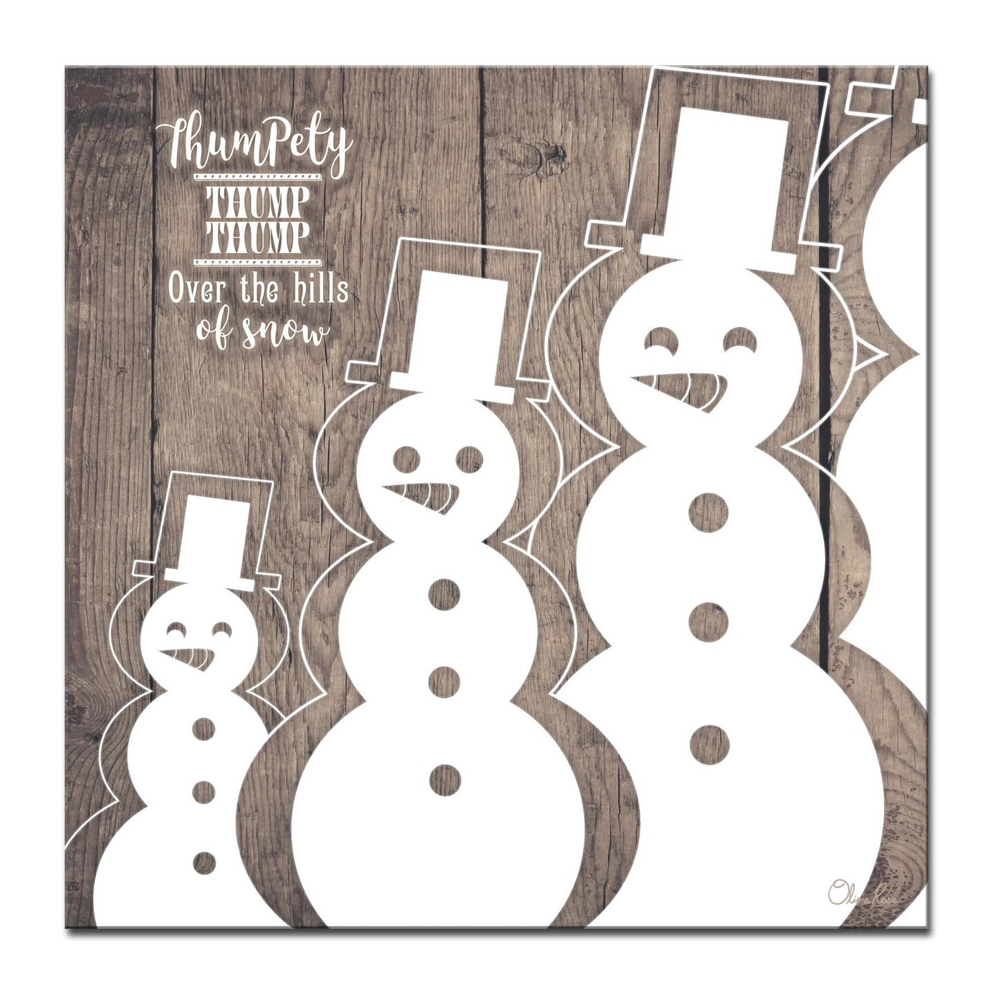 Crafted Creations Brown and White Christmas Snowman Wrapped Square Wall Art Decor 20&#x22; x 20&#x22;
