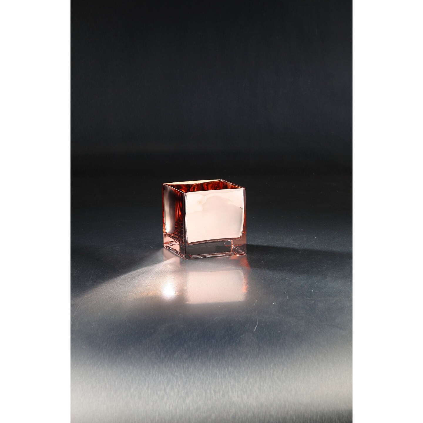 CC Home Furnishings 4.5&#x201D; Glossy Red Square Glass Vase
