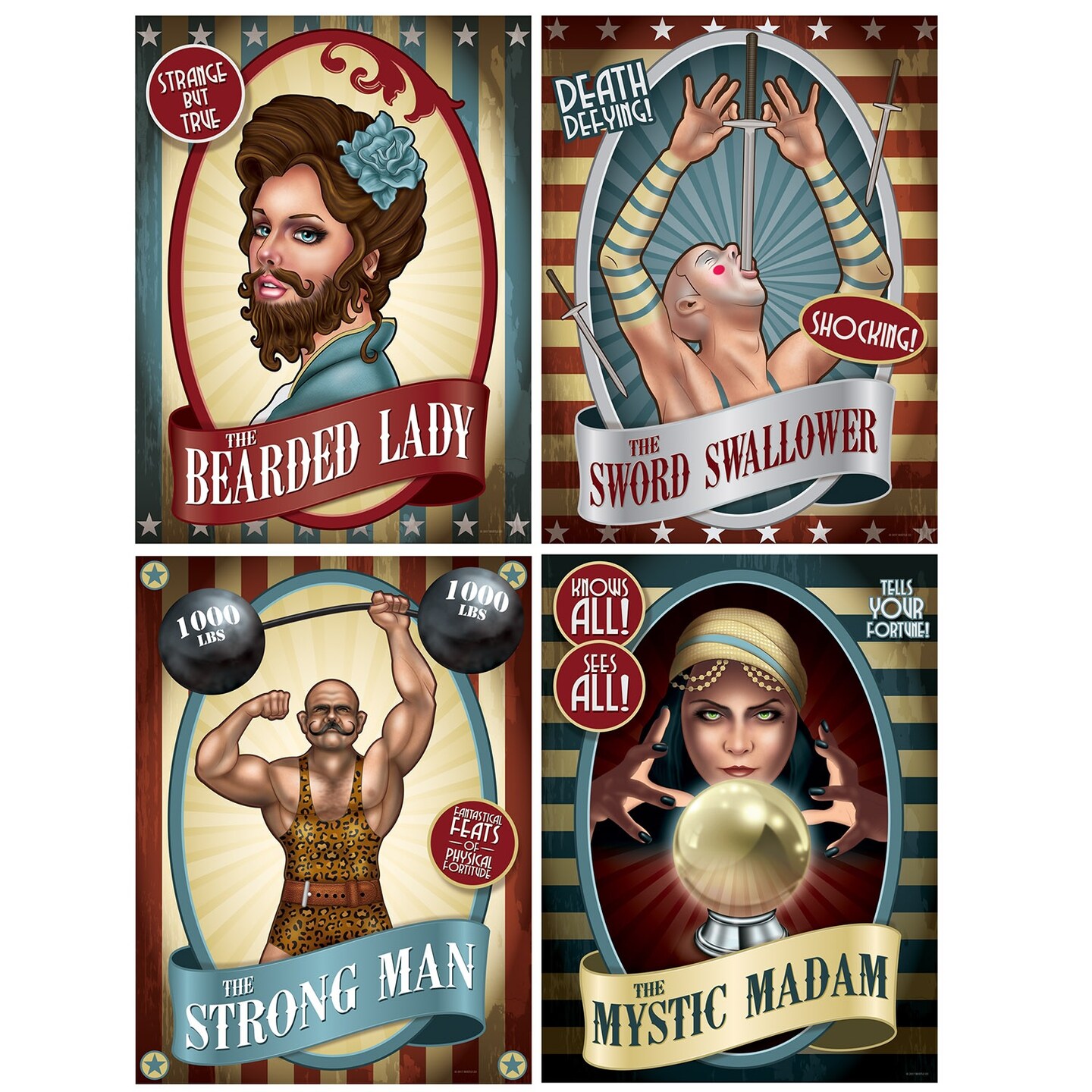 Party Central Club Pack of 12 Vibrantly Colored Vintage Circus Poster Cutouts Party Wall Decors 15.25&#x22;