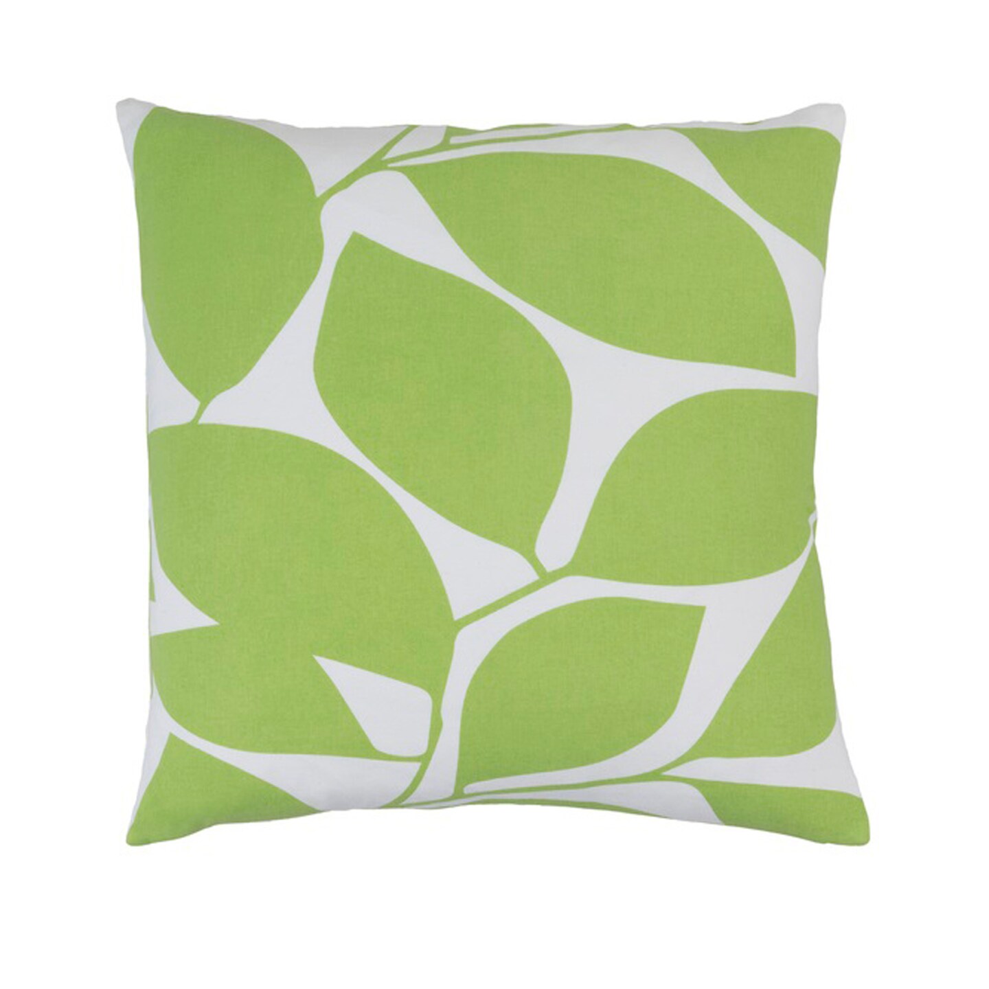 Diva At Home 20&#x22; Lavish Leaves Celery Green and White Decorative Throw Pillow - Polyester Filled